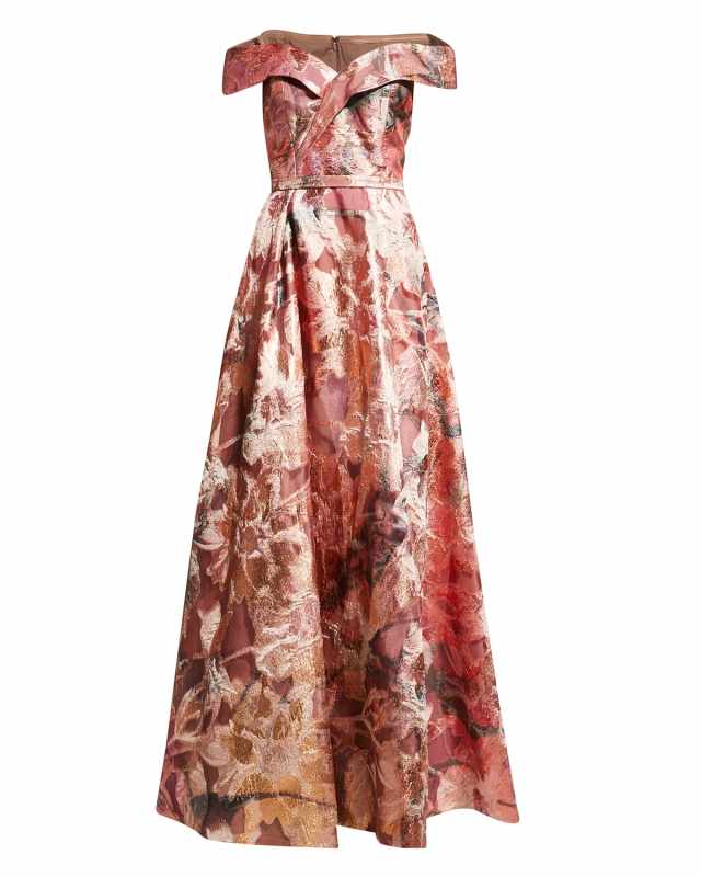 Off-Shoulder Fil Coupe Organza Gown